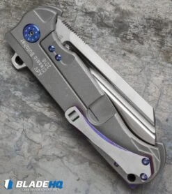 Andre De Villiers Classic Butcher Flipper Knife Bead Blast/Blue (4" Satin) AdV -Kizer Shop ADV classic butcher holes blue bb BHQ 37946 er side