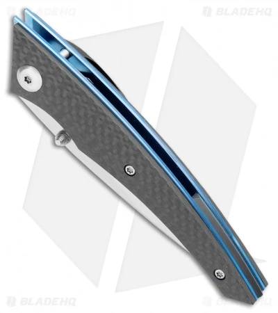 Alliance Designs Chisel Liner Lock Knife Carbon Fiber W/ Blue Liners (Satin) 4 Alliance Designs Chisel Liner Lock Knife Carbon Fiber W/ Blue Liners (Satin) - Image 2