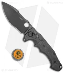 Andre De Villiers AdV Alpha Flipper Knife Carbon Fiber/Black Ti. (4.4" Black) -Kizer Shop Andre de Villiers AdV Alpha Flipper CF Black Ti Black BHQ 122334 jr bottlecap