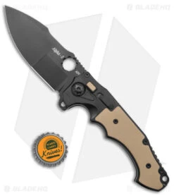 Andre De Villiers Alpha-S Flipper Button Lock Knife Khaki G-10 (4.5" Black) -Kizer Shop Andre de Villiers Alpha S Flipper Khaki G 10 Black BHQ 144119 jr bottlecap