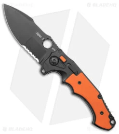 Andre De Villiers Alpha-S Button Lock Knife Orange G-10 (4.5" Black Serr)
