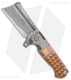 Andre De Villiers Battle Cleaver Frame Lock Knife Ti Frag Copper (4" Damascus)