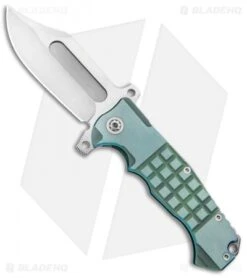 Andre De Villiers Bowie Badlands Flipper Knife Green Frag Titanium (4" Satin)