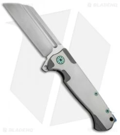 Andre De Villiers Classic Butcher Flipper Knife Satin/Green Ti (4" Satin) AdV