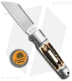Andre De Villiers Pocket Butcher Slip Joint Knife Burnt Stag (2.9" Satin) AdV -Kizer Shop Andre de Villiers Pocket Butcher SJ Burnt Stag Satin BHQ 75814 jr bottlecap