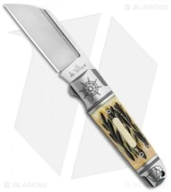 Andre De Villiers Pocket Butcher Slip Joint Jigged Bone Engraved (2.9" Satin)