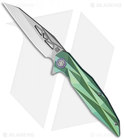 Artisan Cutlery Cygnus Frame Lock Knife Green Titanium (3.54" Satin) -Kizer Shop Artisan Cutlery Cygnus FL Green Ti Satin BHQ 97645 jr