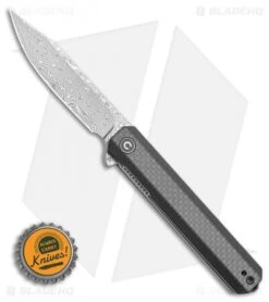 CIVIVI Chronic Liner Lock Knife Carbon Fiber (3.22" Damascus) -Kizer Shop CIVIVI Chronic Liner Lock Knife Carbon Fiber 3.22 Damascus C917DS BHQ 105676 LS Bottlecap