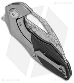 Kizer Isham Minitherium Flipper Knife Ti/Carbon Fiber (3" Vinland Damasteel) -Kizer Shop Kizer Isham Minitherium Ti CF Damasteel Ki3502D2 BHQ 97003 jr side