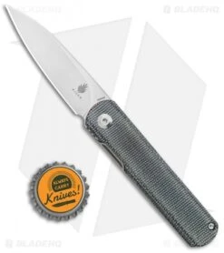 Kizer Lundquist Feist Front Flipper Knife Black Micarta (2.8" Stonewash) -Kizer Shop Kizer Lundquist Feist FF Black Micarta SW BHQ 117014 jr bottlecap