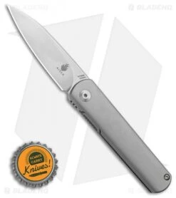 Kizer Feist Front Flipper Knife Gray Titanium (2.8" Stonewash) Ki3499 -Kizer Shop Kizer Lundquist Feist Frame Lock Front Flipper Knife Ti 2.8in Stonewash Ki3499 BHQ 52392 LS Bottlecap
