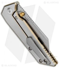 Kizer Pinkerton Fire Ant Frame Lock Knife Titanium (2.75" Stonewash) Ki2535A2 -Kizer Shop Kizer Pinkerton Fire Ant FL Ti SW Golden Highlights Ki2535A2 BHQ 100724 jr side