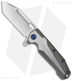 Andre De Villiers Mid-Tech Beast Flipper Knife W/ Blue Hardware (3.75" Satin)