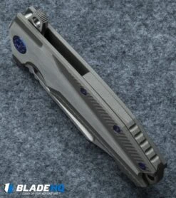 Andre De Villiers Mid-Tech Beast Flipper Knife W/ Blue Hardware (3.75" Satin) -Kizer Shop andre de villiers mid tech beast flipper blue hw bottom cm